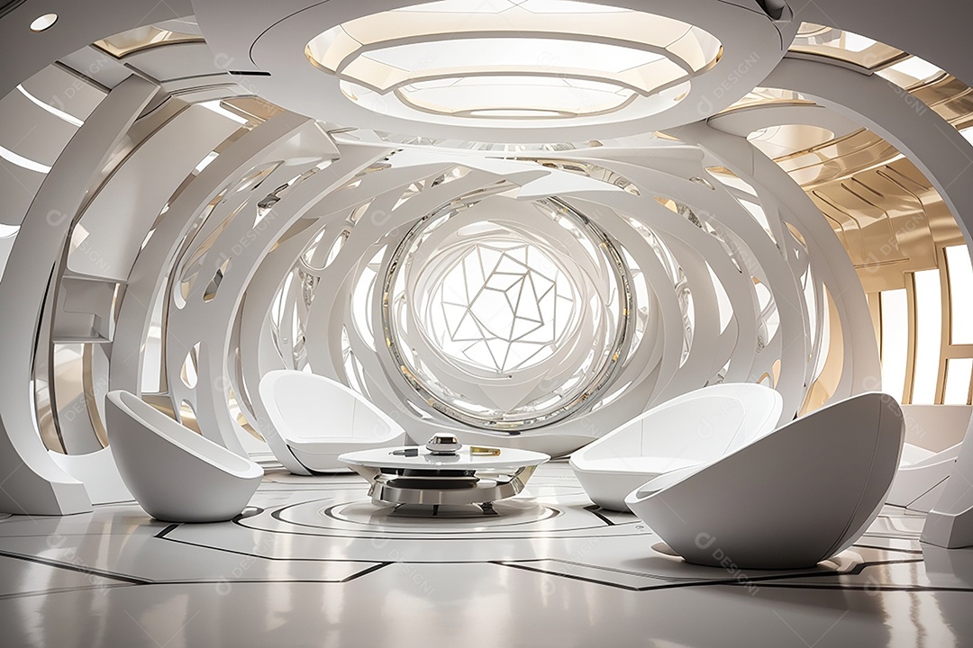 Vislumbrando a sala Futurista Enigma em ouro branco