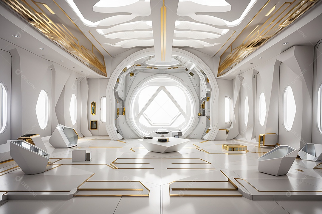 Vislumbrando a sala Futurista Enigma em ouro branco