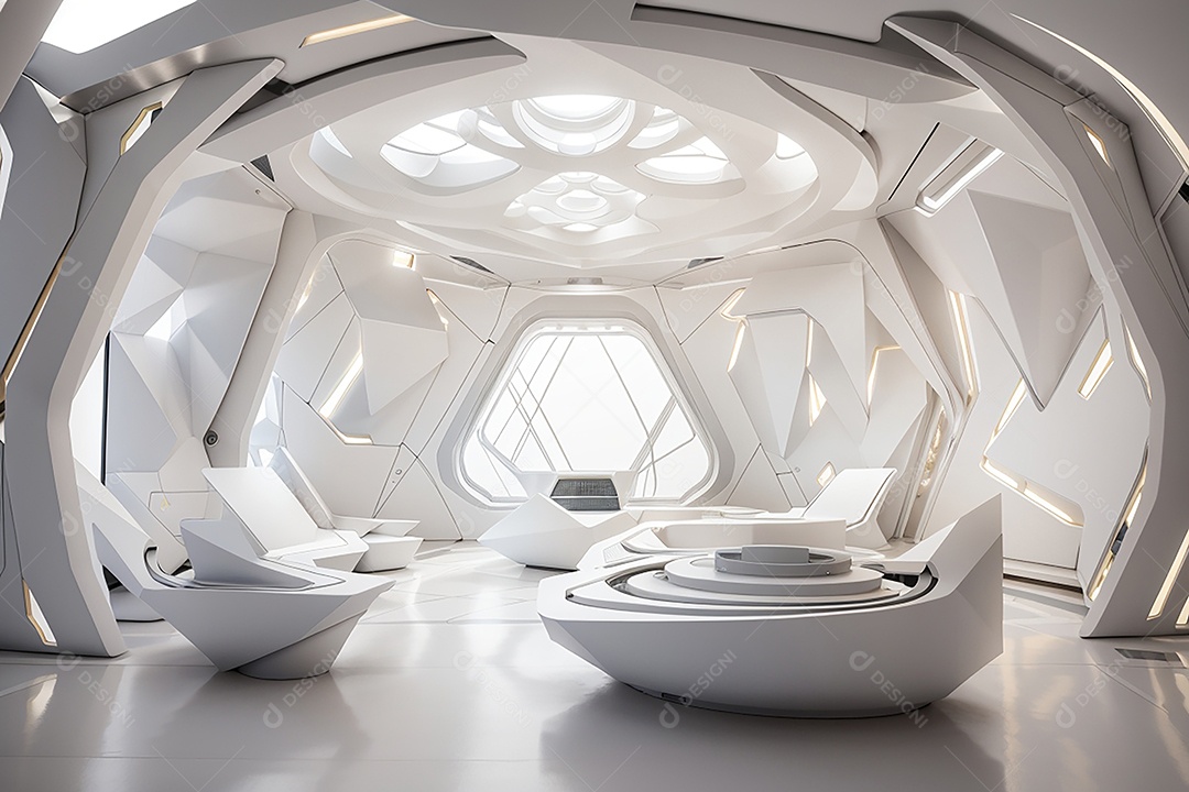 Vislumbrando a sala Futurista Enigma em ouro branco