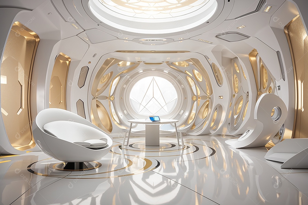 Vislumbrando a sala Futurista Enigma em ouro branco