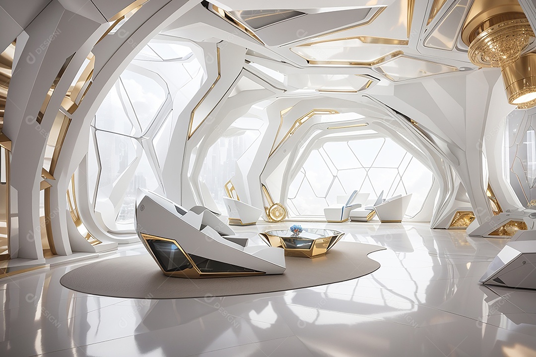 Vislumbrando a sala Futurista Enigma em ouro branco