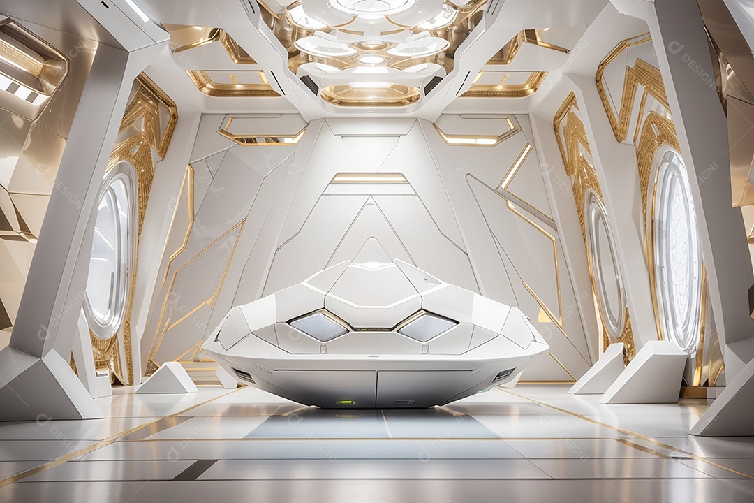 Vislumbrando a sala Futurista Enigma em ouro branco