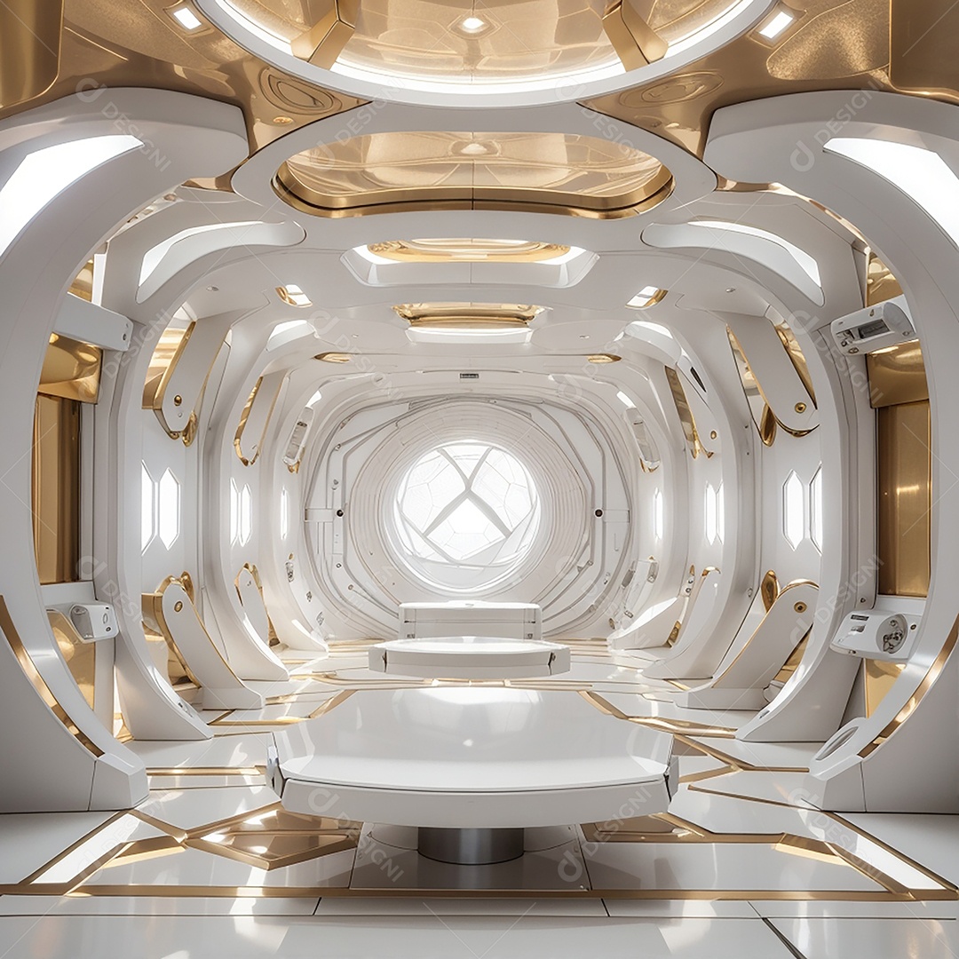 Vislumbrando a sala Futurista Enigma em ouro branco