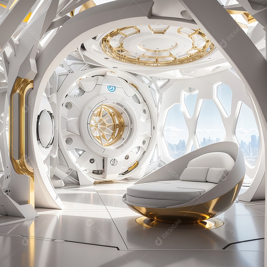 Vislumbrando a sala Futurista Enigma em ouro branco
