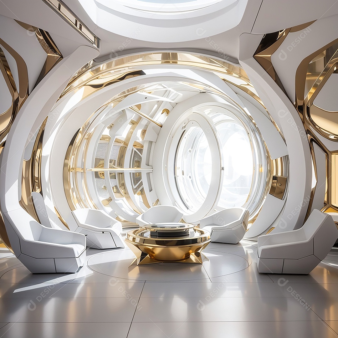 Vislumbrando a sala Futurista Enigma em ouro branco