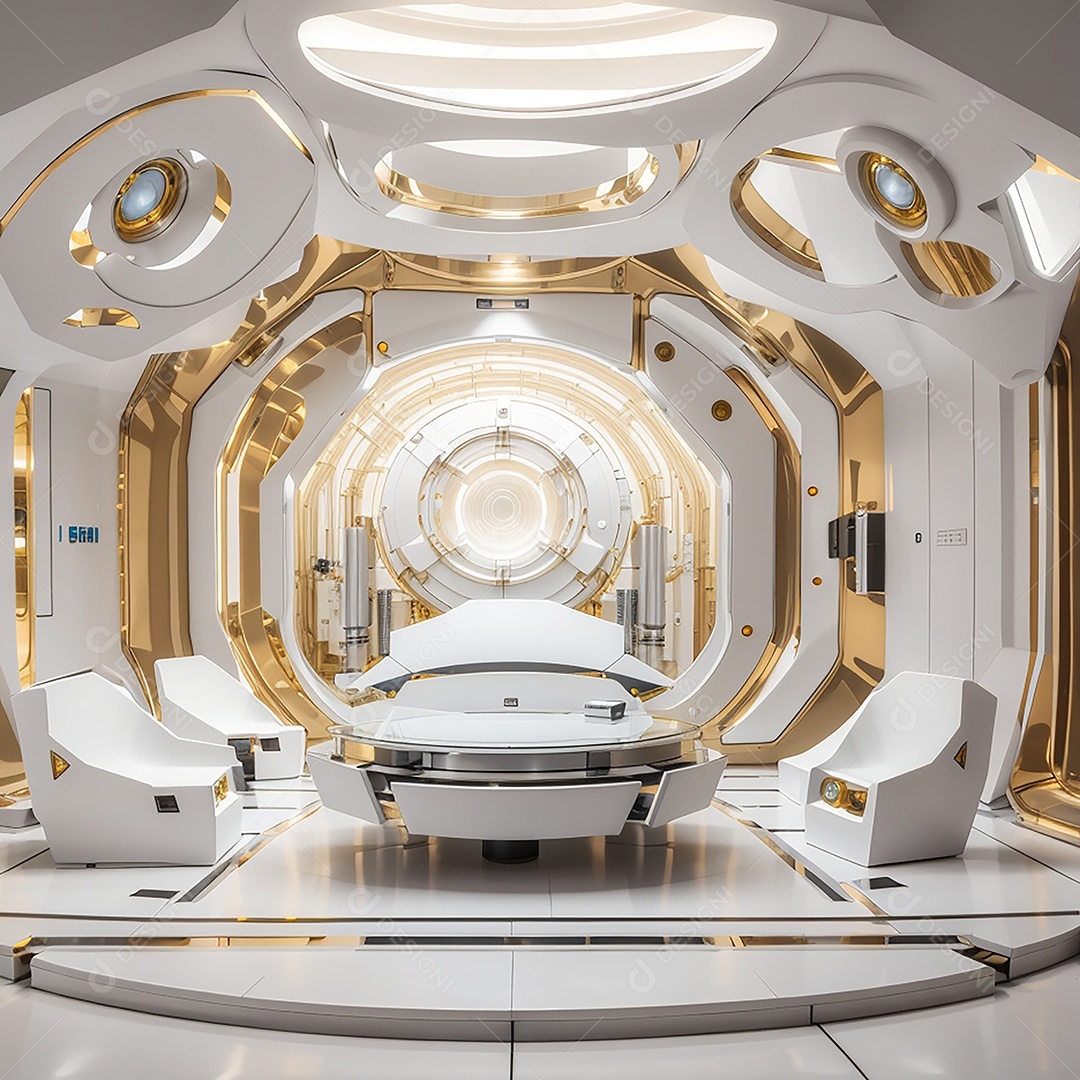 Vislumbrando a sala Futurista Enigma em ouro branco