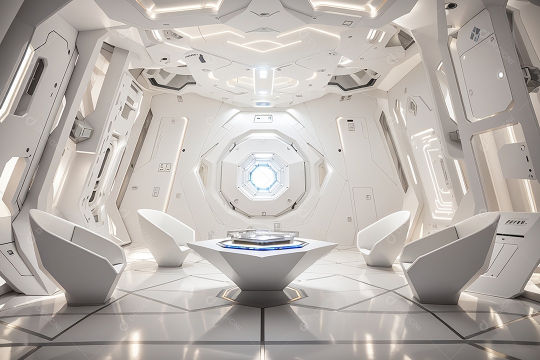 Vislumbrando a sala Futurista Enigma em ouro branco