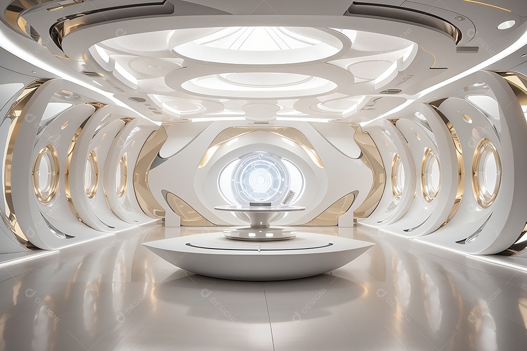 Vislumbrando a sala Futurista Enigma em ouro branco