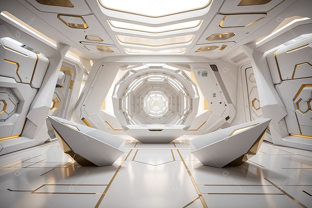 Vislumbrando a sala Futurista Enigma em ouro branco