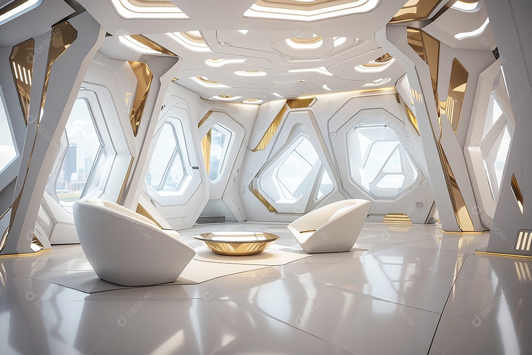 Vislumbrando a sala Futurista Enigma em ouro branco
