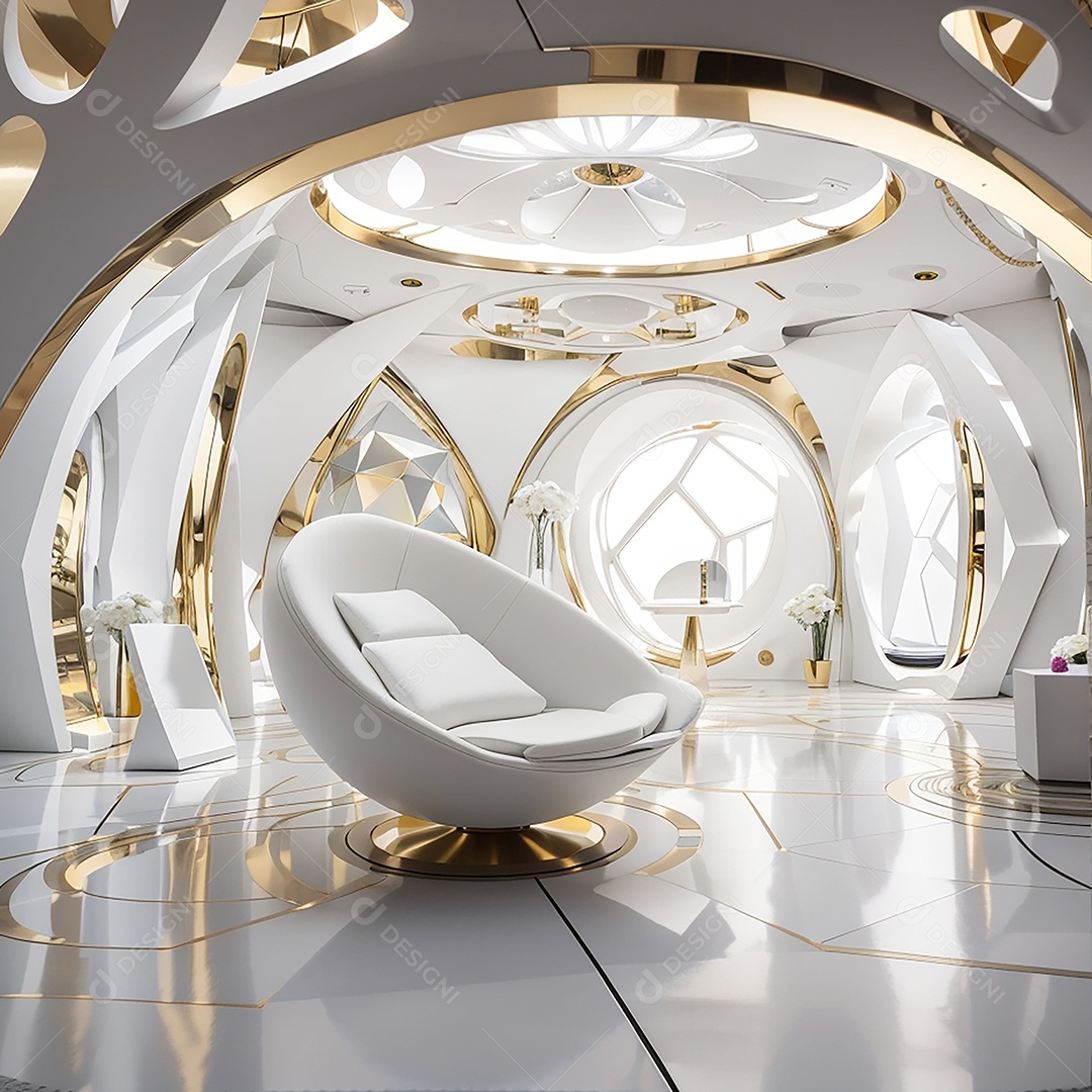 Vislumbrando a sala Futurista Enigma em ouro branco