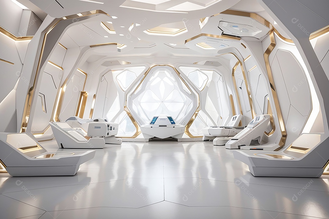 Vislumbrando a sala Futurista Enigma em ouro branco