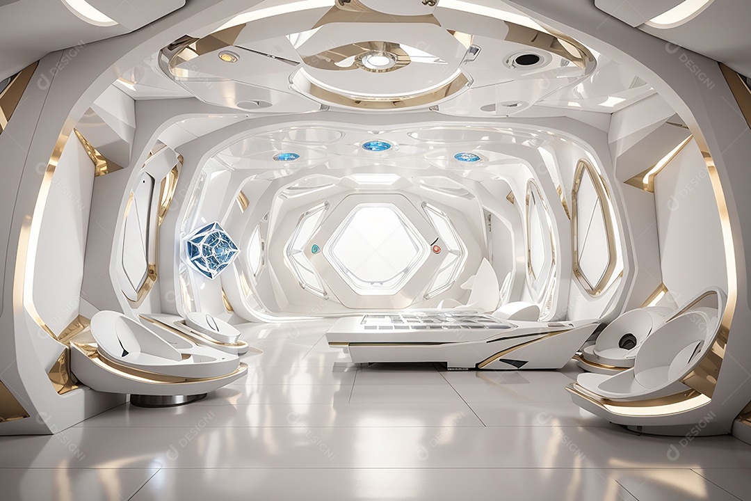 Vislumbrando a sala Futurista Enigma em ouro branco