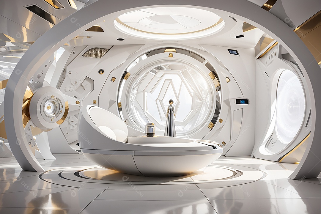 Vislumbrando a sala Futurista Enigma em ouro branco