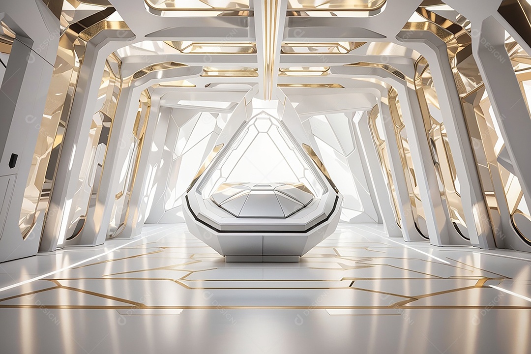 Vislumbrando a sala Futurista Enigma em ouro branco
