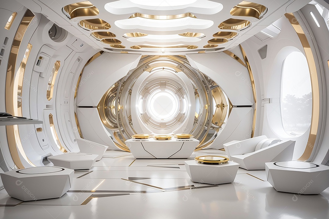 Vislumbrando a sala Futurista Enigma em ouro branco