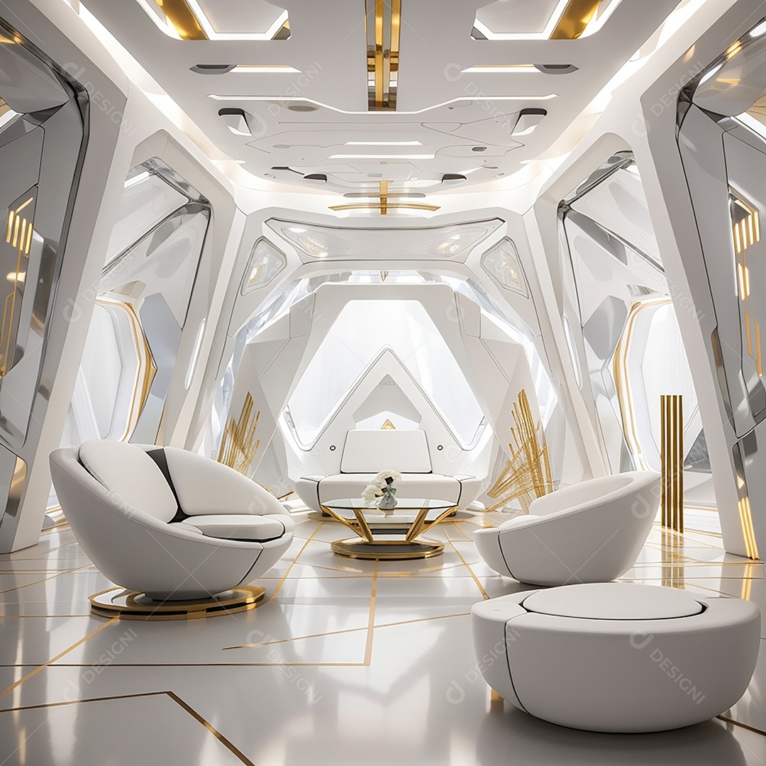 Vislumbrando a sala Futurista Enigma em ouro branco