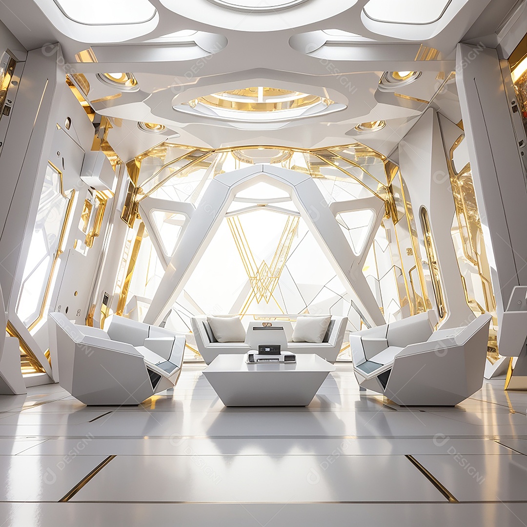 Vislumbrando a sala Futurista Enigma em ouro branco