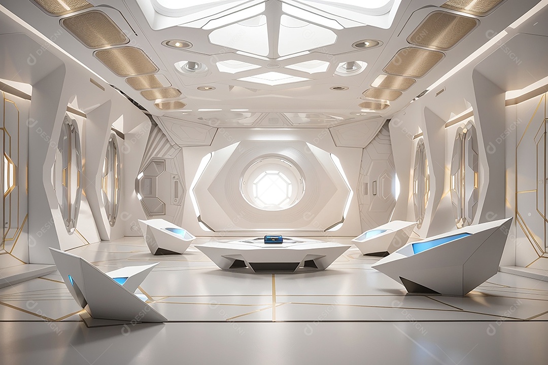 Vislumbrando a sala Futurista Enigma em ouro branco