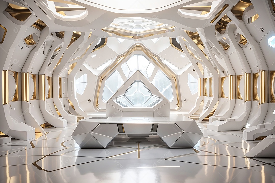 Vislumbrando a sala Futurista Enigma em ouro branco