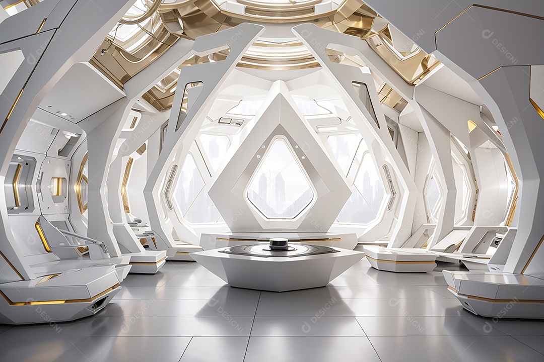 Vislumbrando a sala Futurista Enigma em ouro branco