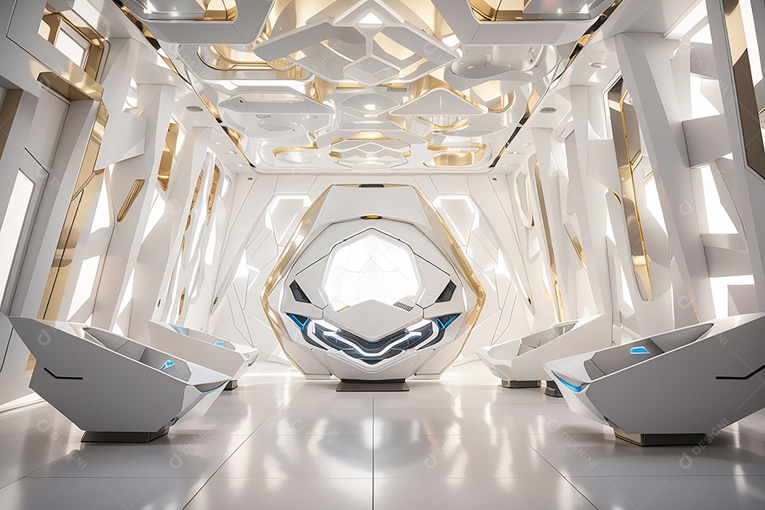 Vislumbrando a sala Futurista Enigma em ouro branco