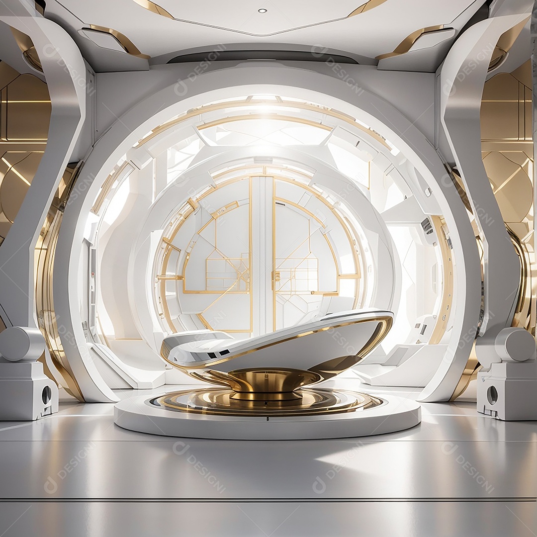 Vislumbrando a sala Futurista Enigma em ouro branco