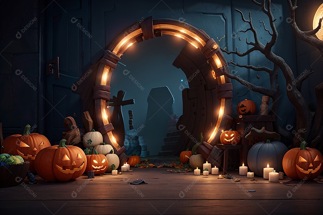 Fundo de borda de Halloween em estilo de animação 3D