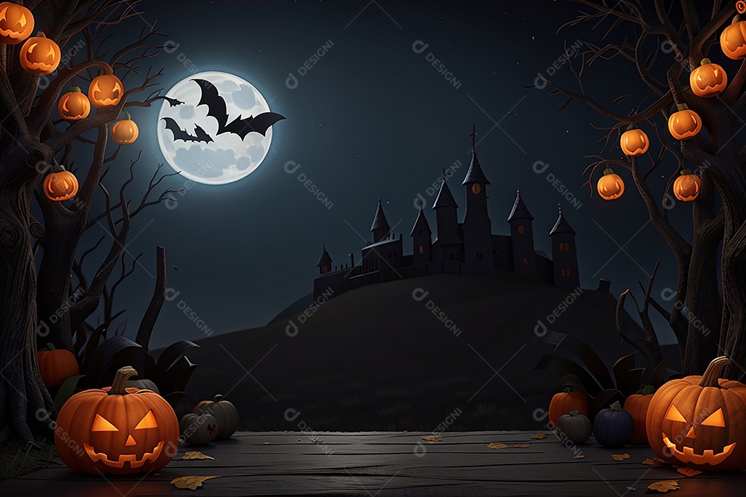 Fundo de borda de Halloween em estilo de animação 3D