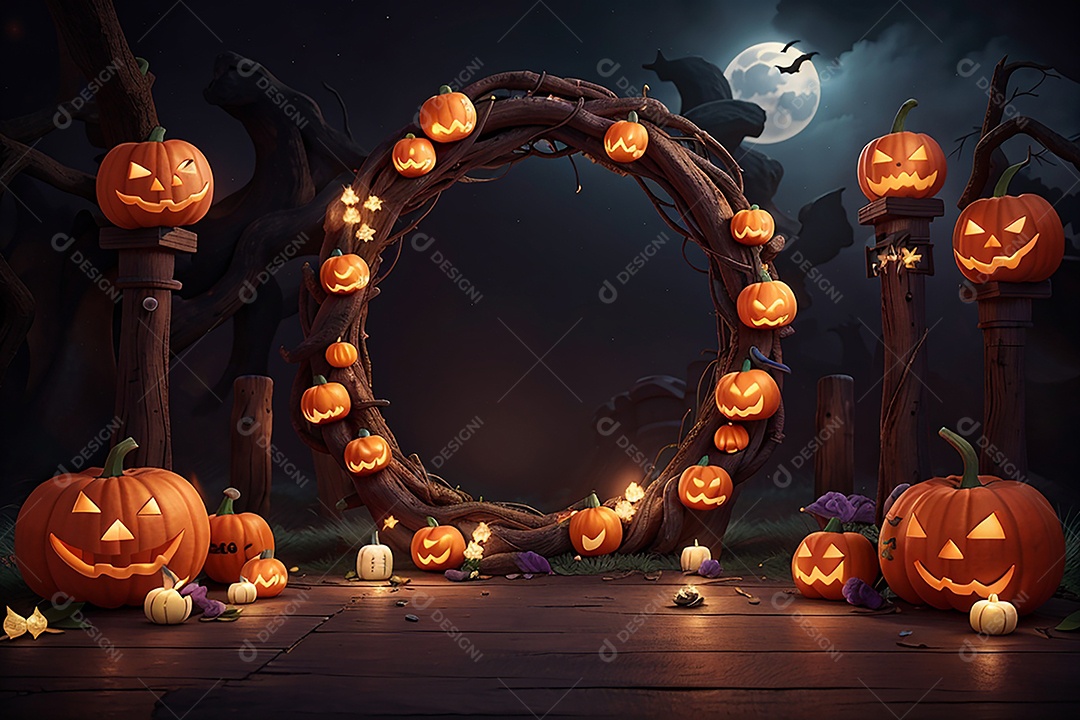 Fundo de borda de Halloween em estilo de animação 3D