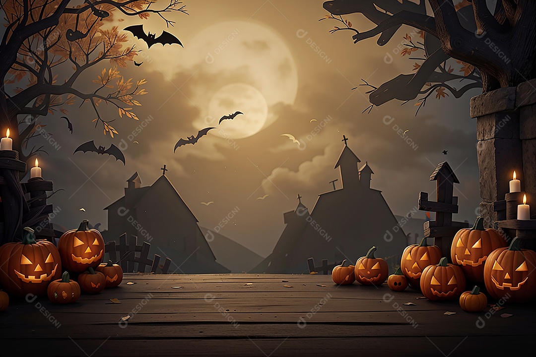 Fundo de borda de Halloween em estilo de animação 3D