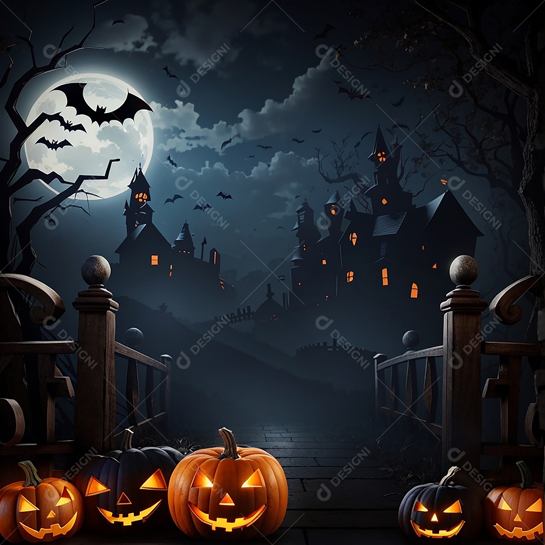 Fundo de borda de Halloween em estilo de animação 3D