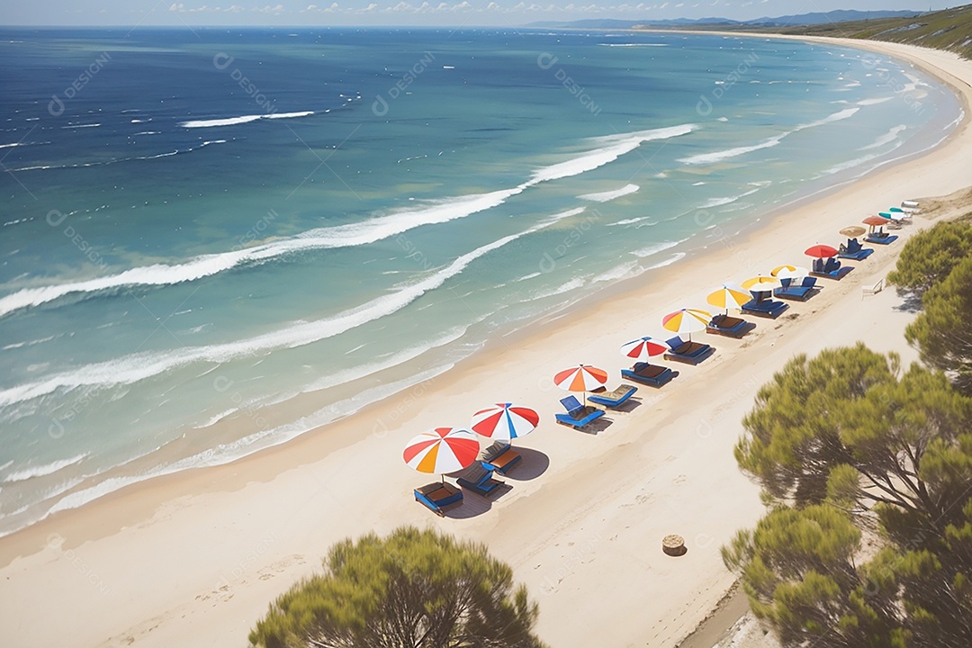 Vista superior natureza tranquila praia