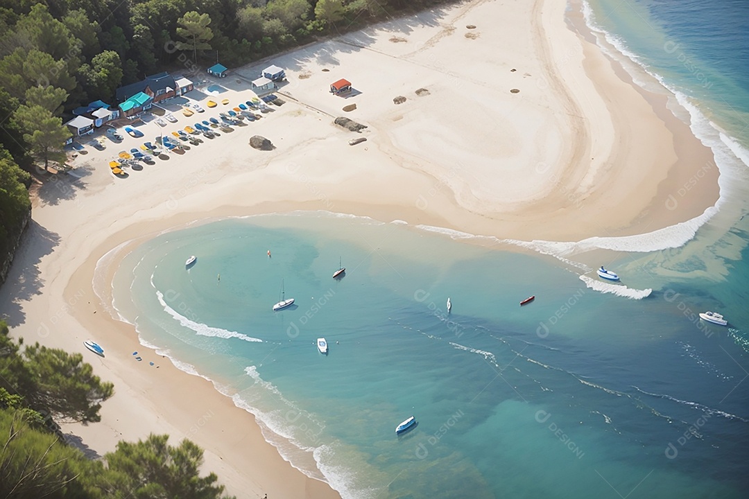 Vista superior natureza tranquila praia