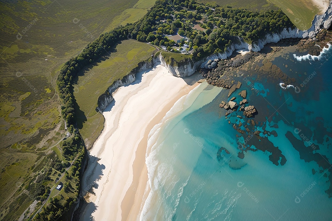 Vista superior natureza tranquila praia
