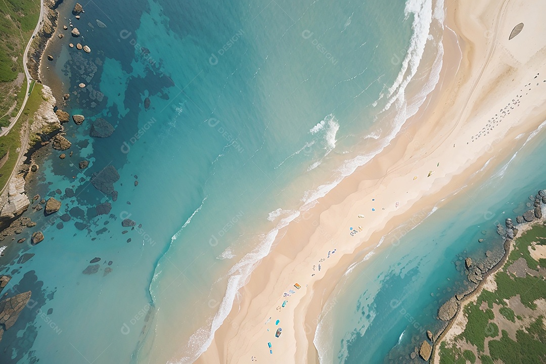 Vista superior natureza tranquila praia