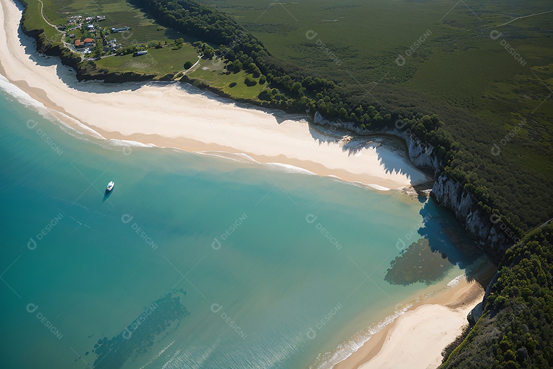 Vista superior natureza tranquila praia
