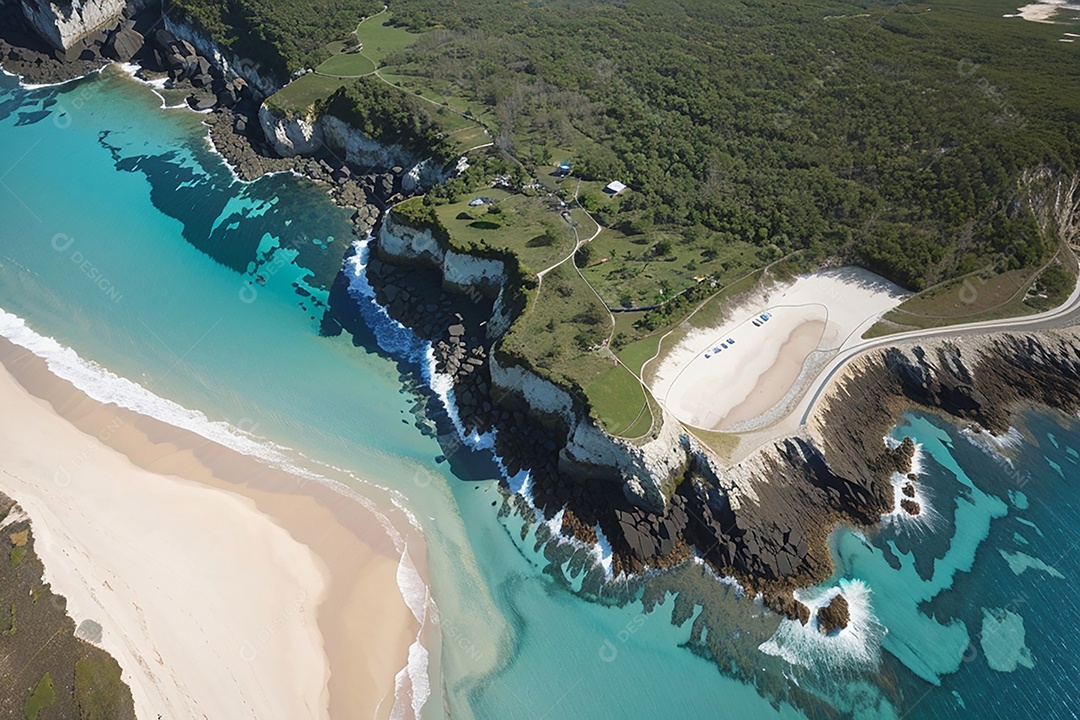 Vista superior natureza tranquila praia