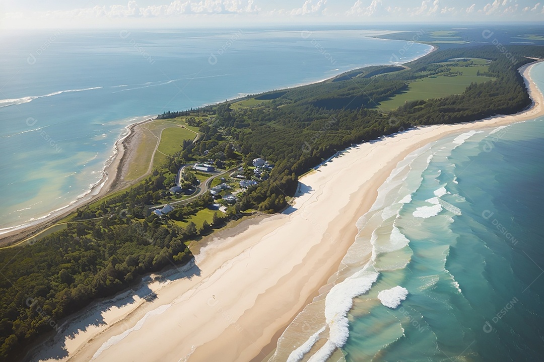 Vista superior natureza tranquila praia