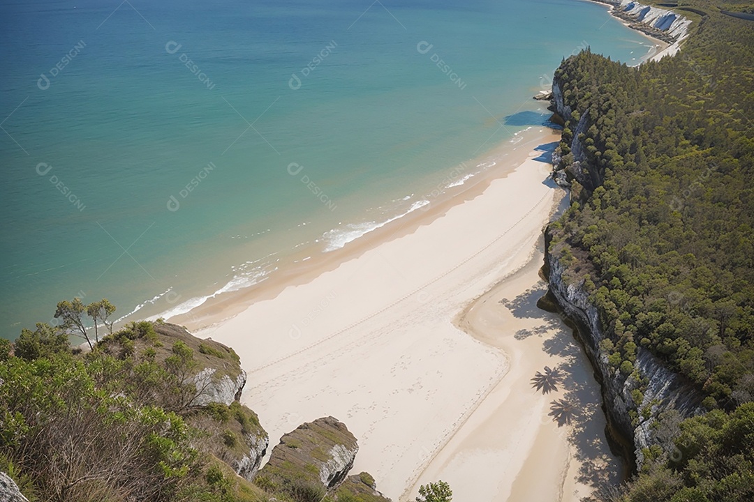 Vista superior natureza tranquila praia