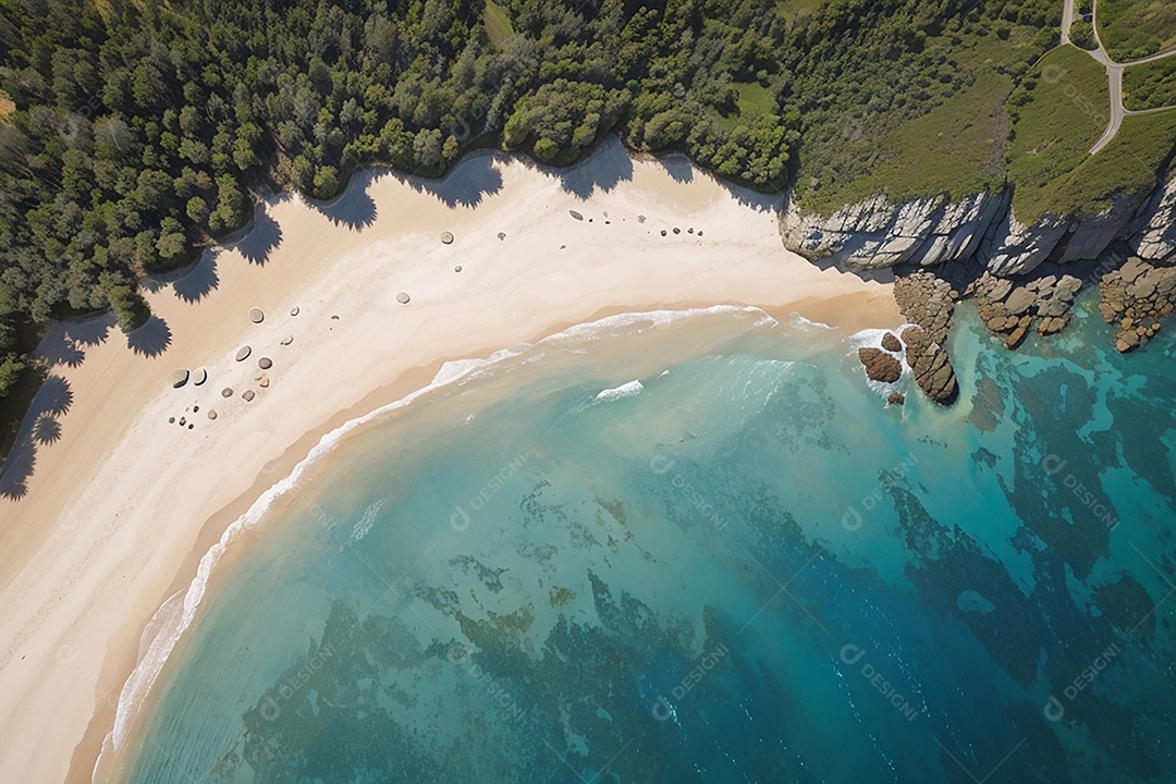 Vista superior natureza tranquila praia