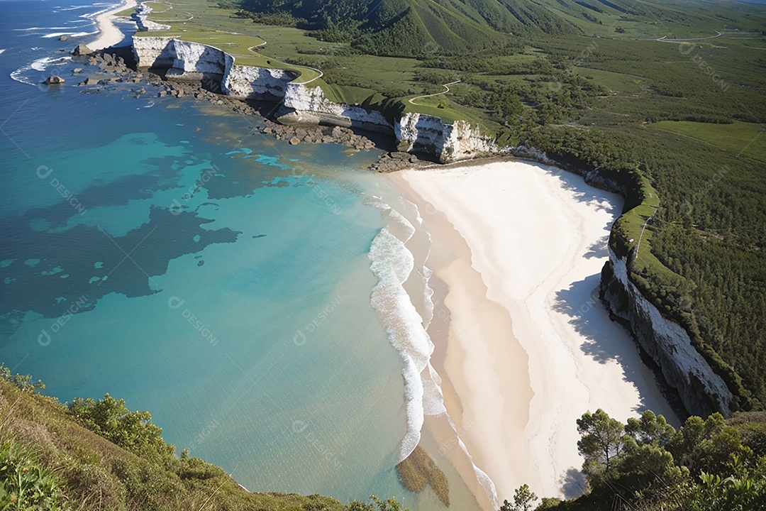 Vista superior natureza tranquila praia