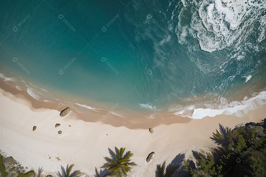 Vista superior natureza tranquila praia