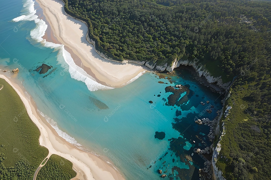 Vista superior natureza tranquila praia