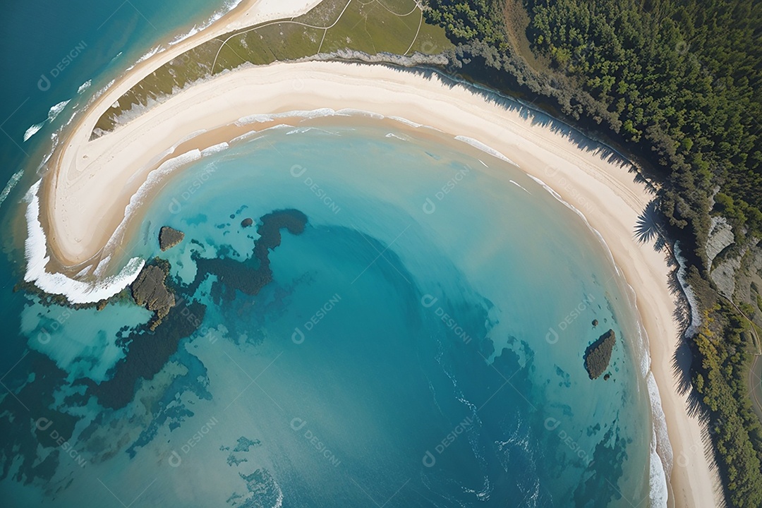 Vista superior natureza tranquila praia