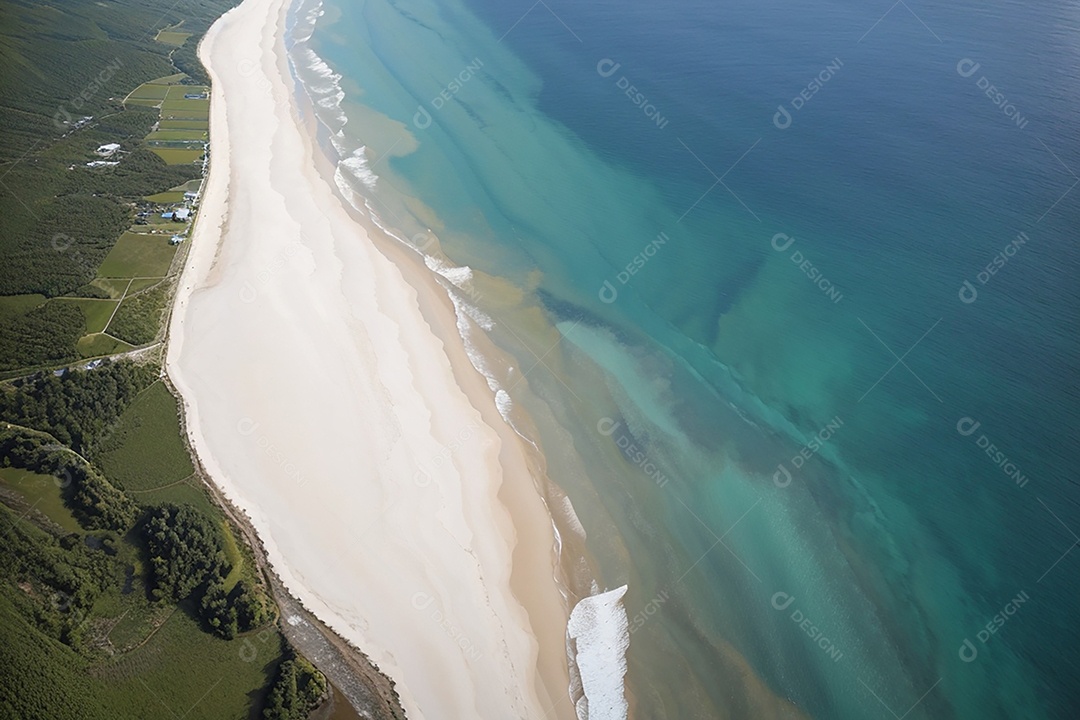 Vista superior natureza tranquila praia