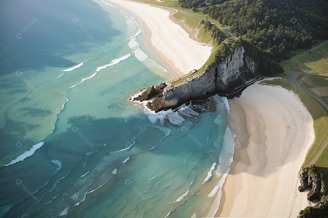 Vista superior natureza tranquila praia