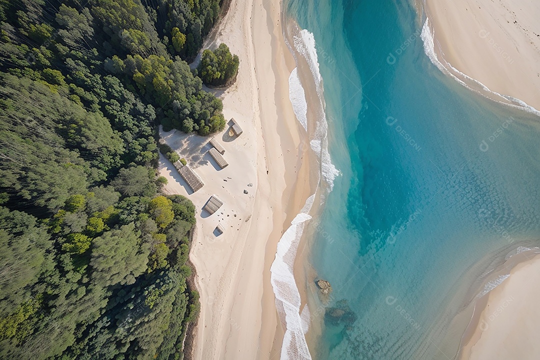 Vista superior natureza tranquila praia