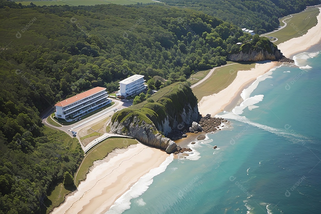 Vista superior natureza tranquila praia