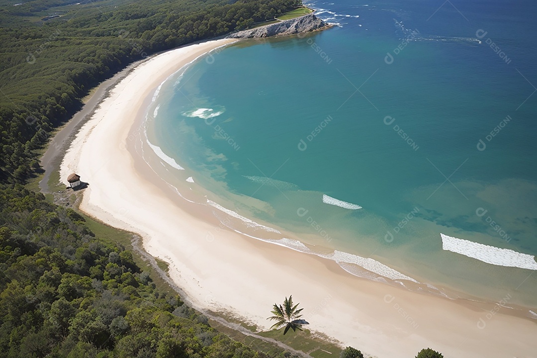 Vista superior natureza tranquila praia